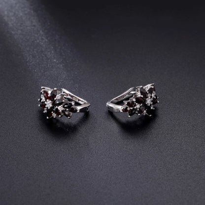 Natural Black Garnet Earrings 925 Sterling Silver