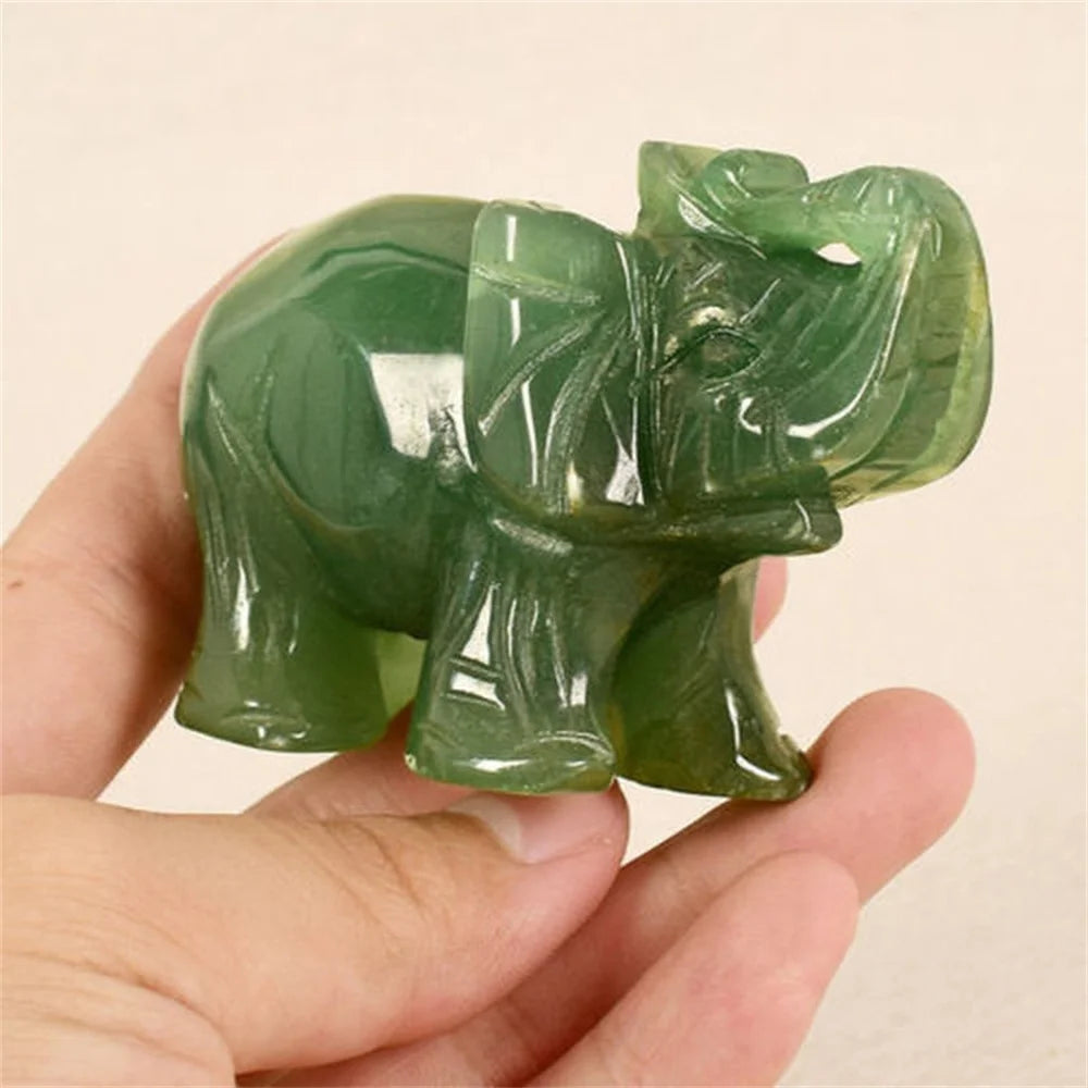 Handmade Carved Tangling Jade Elephant Gemstone