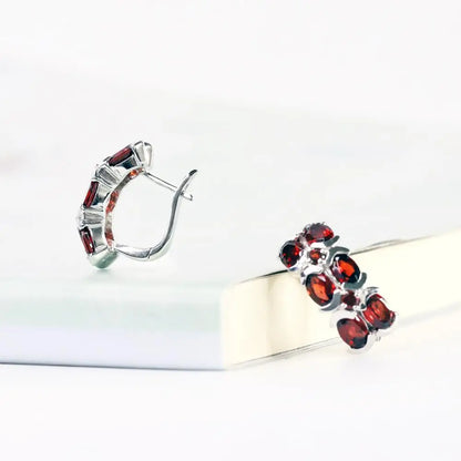 Garnet Gemstone Earrings 925 Sterling Silver