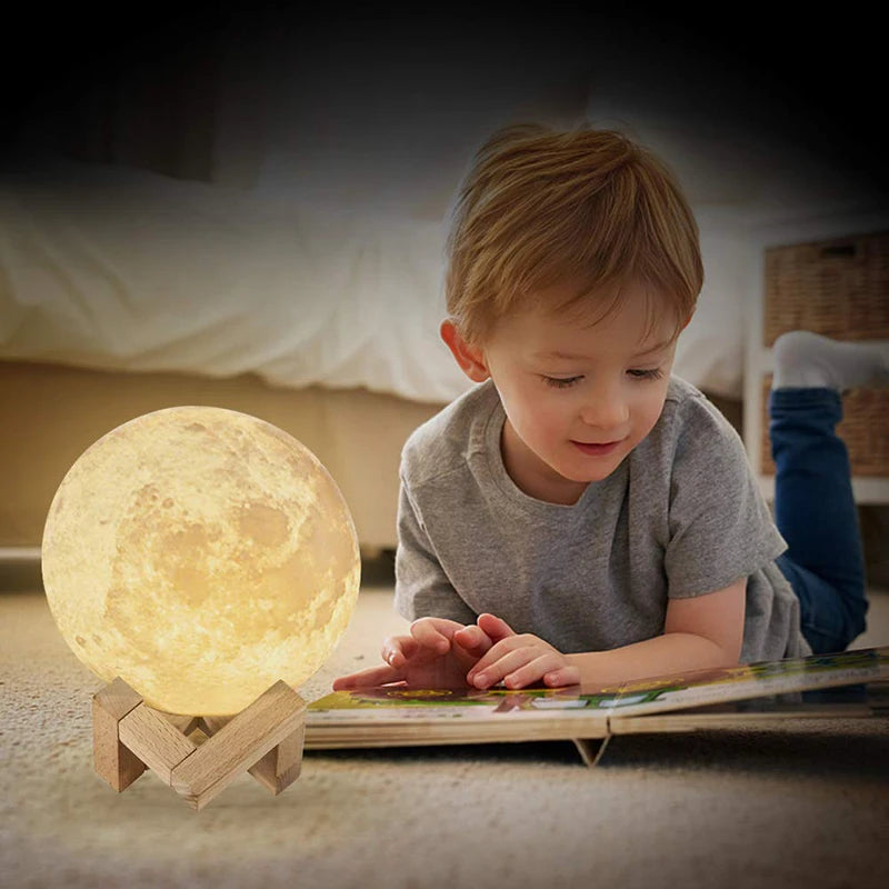 LED Night Rechargeable Light 3D Print Moon