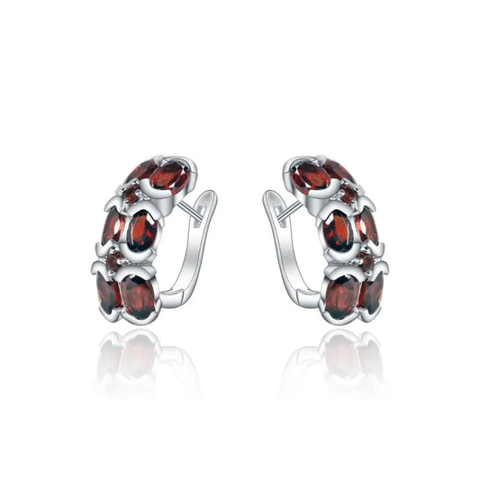 Garnet Gemstone Earrings 925 Sterling Silver