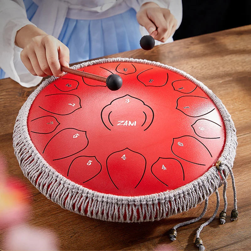 6/12/14 Inch Steel Tongue Drum 15 Tone With Drum Bag