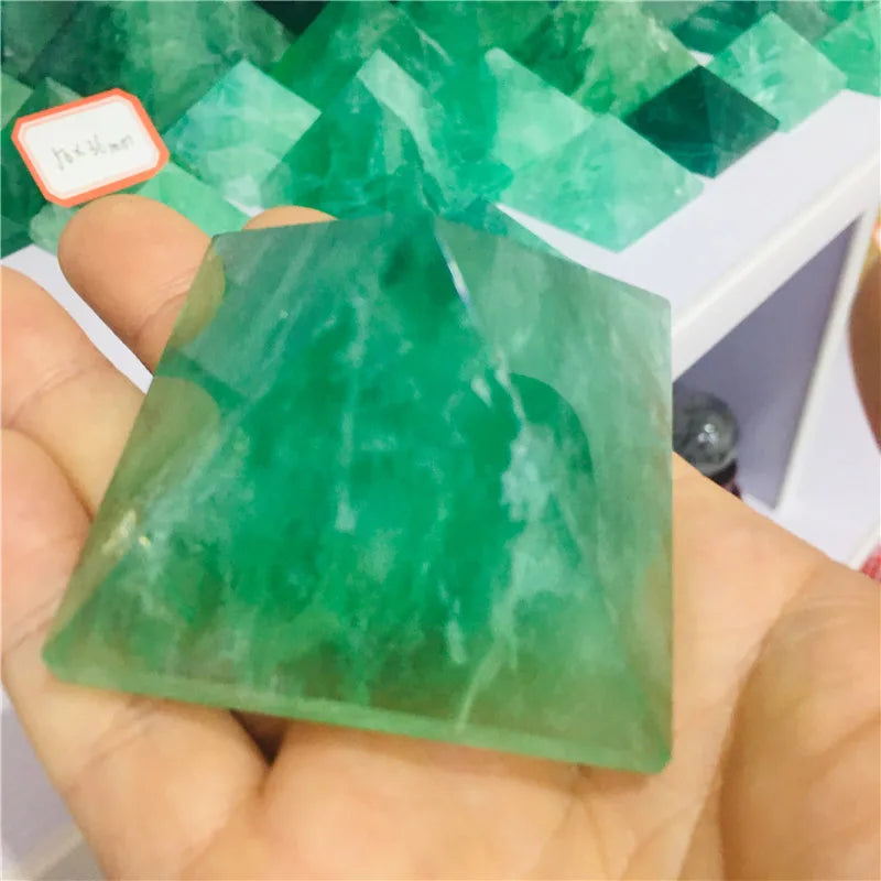 green fluorite quartz crystal aura pyramid