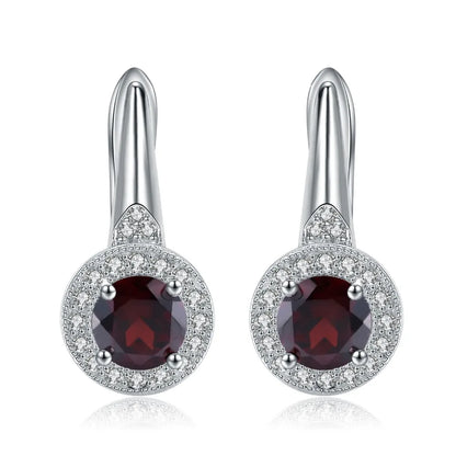 Red Garnet Sterling Silver Stud Earrings