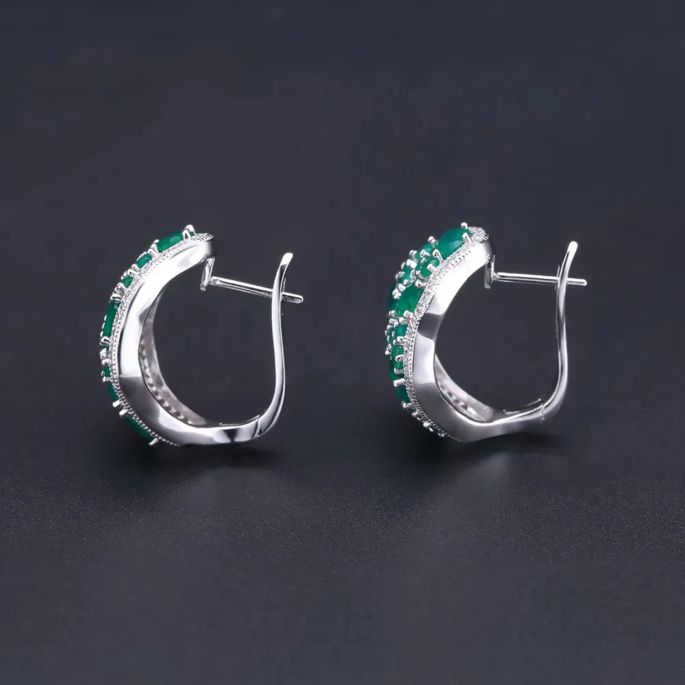 Green Agate Sterling Silver Stud Earrings