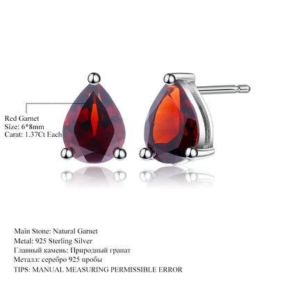 2.74Ct Red Garnet Sterling Silver Stud Earrings