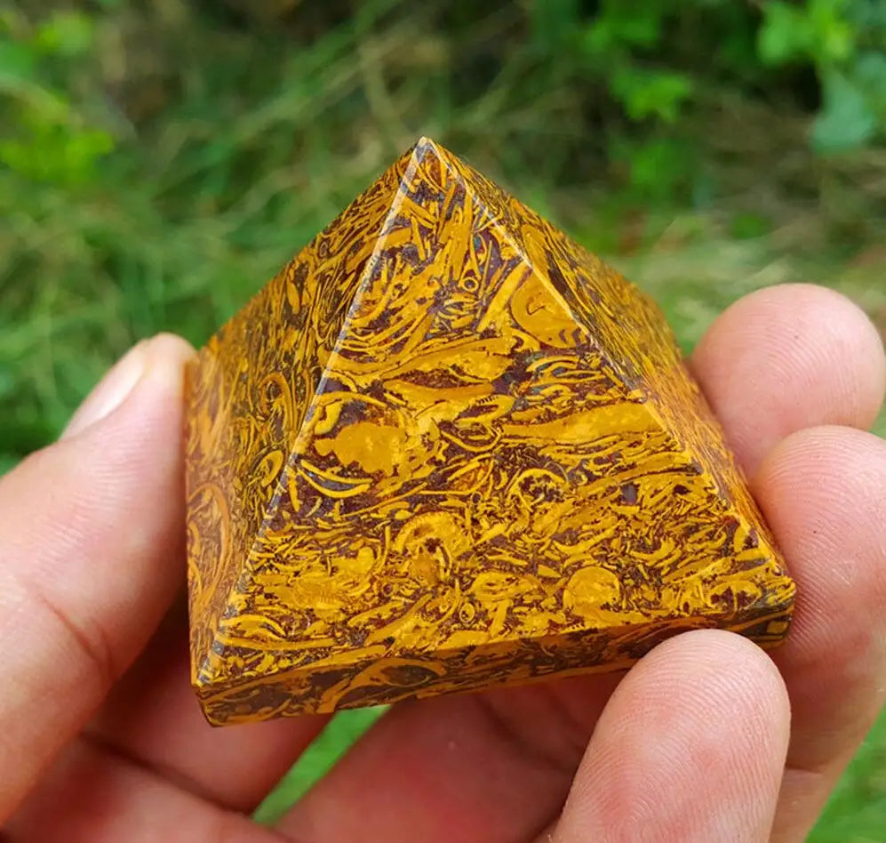 Golden Jade Crystal Pyramid