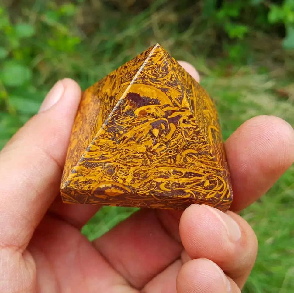 Golden Jade Crystal Pyramid