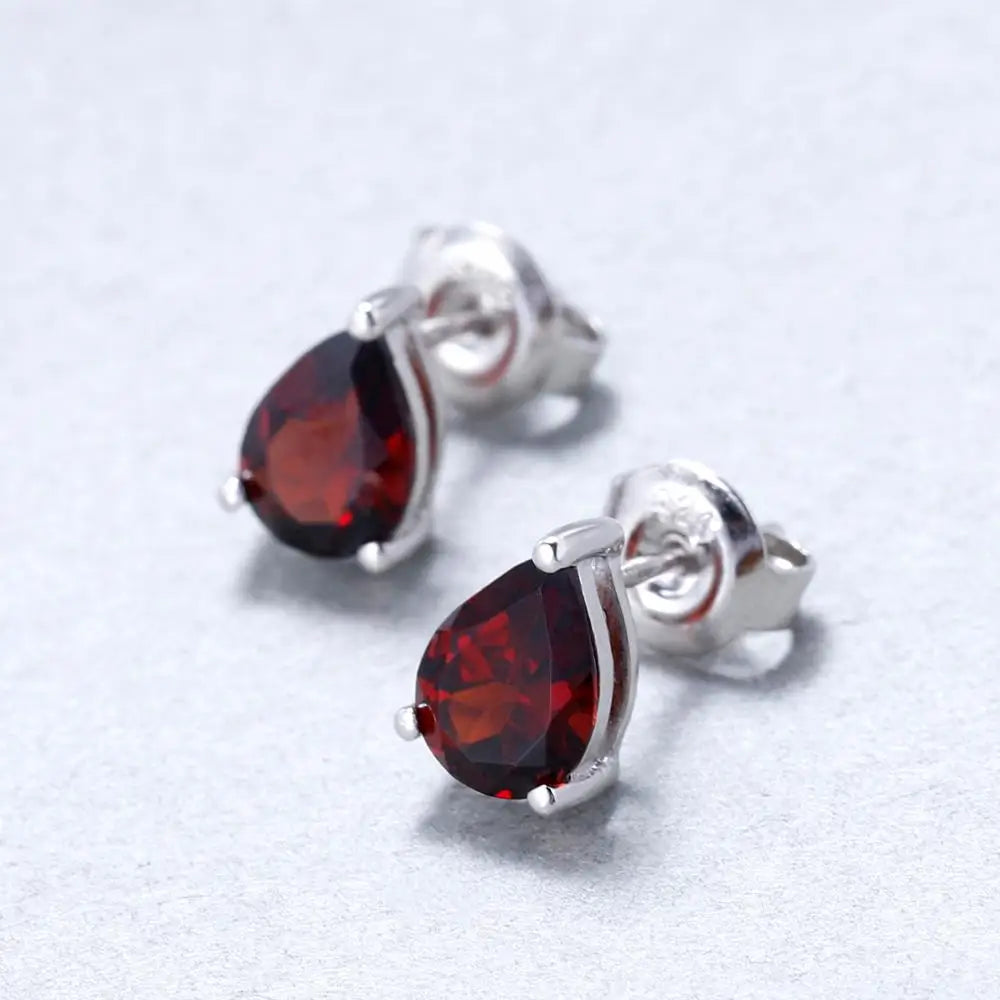 2.74Ct Red Garnet Sterling Silver Stud Earrings