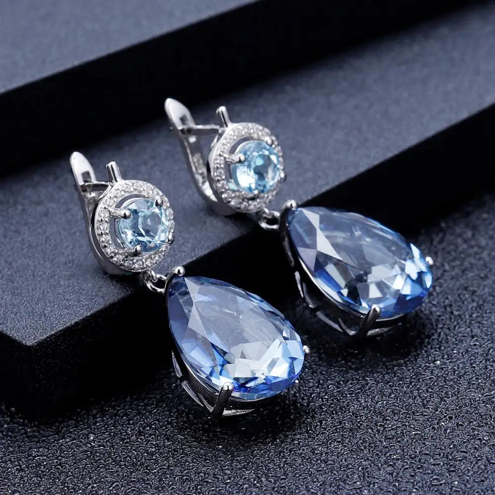 Mystic Quartz Topaz Sterling Silver Drop Earrings