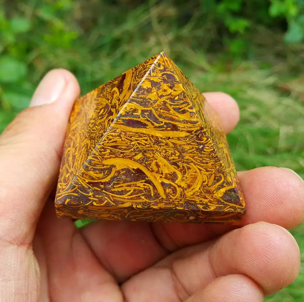 Golden Jade Crystal Pyramid