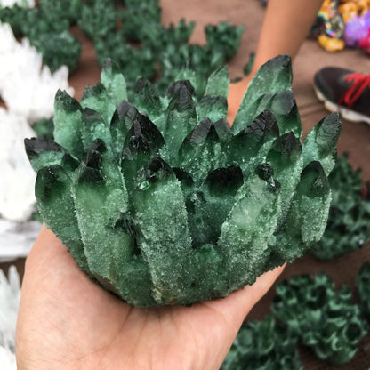 Green Ghost Phantom Quartz Cluster