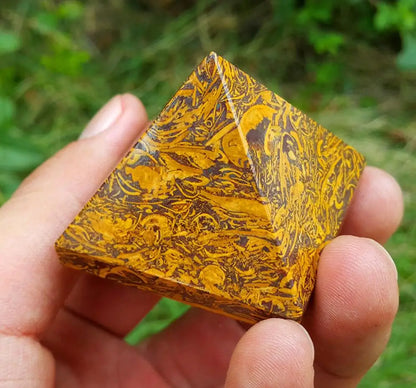 Golden Jade Crystal Pyramid