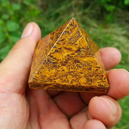 Golden Jade Crystal Pyramid