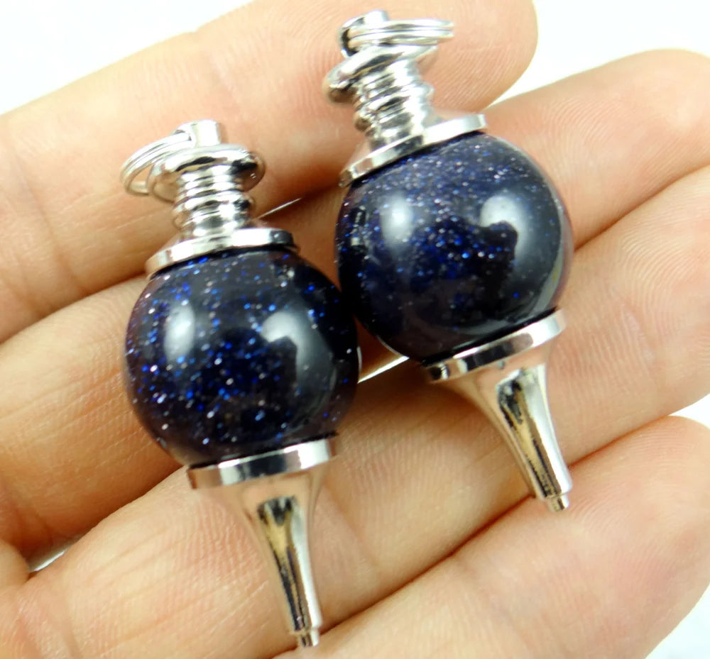 10pcs Natural Stone Blue Crystal Pendulum