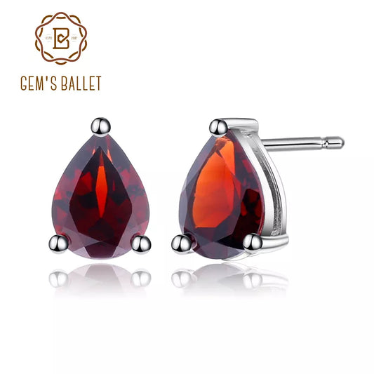 2.74Ct Red Garnet Sterling Silver Stud Earrings