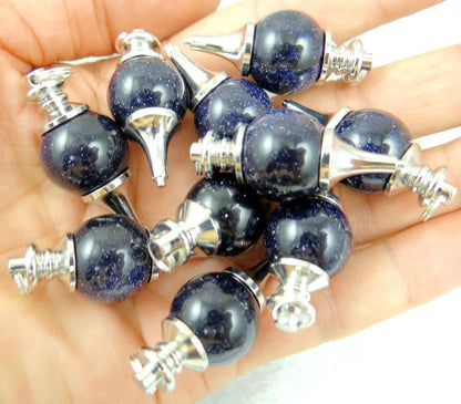 10pcs Natural Stone Blue Crystal Pendulum