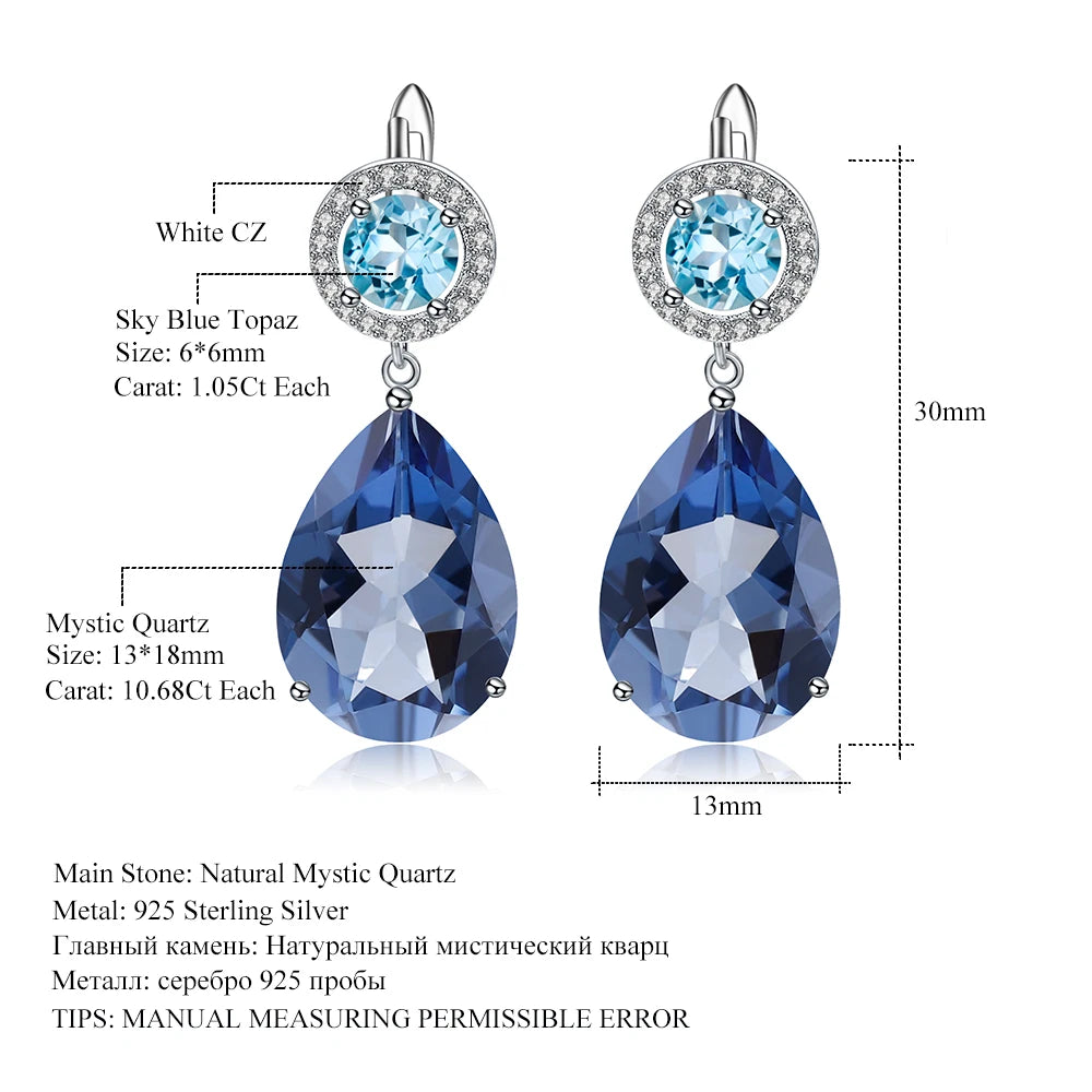 Mystic Quartz Topaz Sterling Silver Drop Earrings