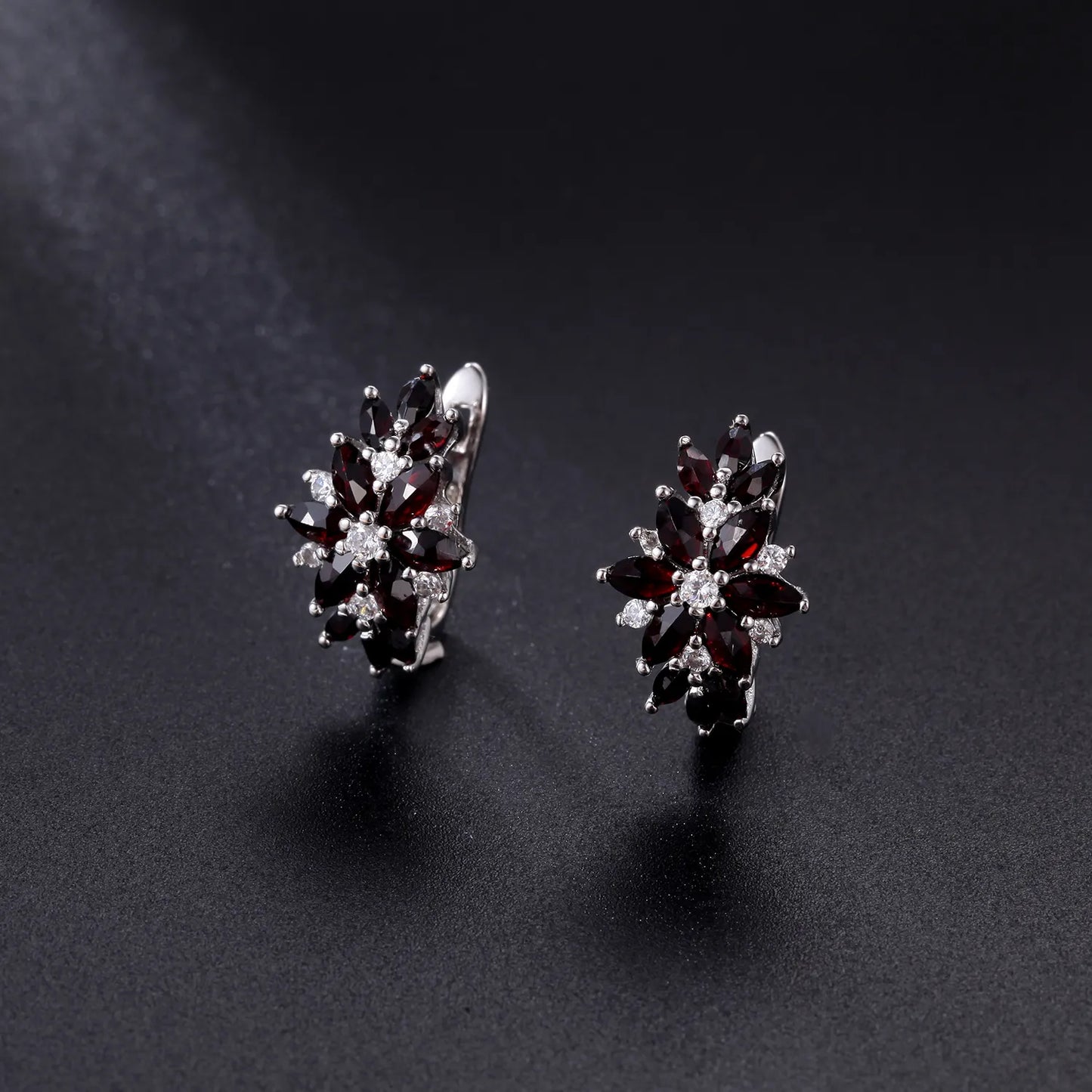 Natural Black Garnet Earrings 925 Sterling Silver