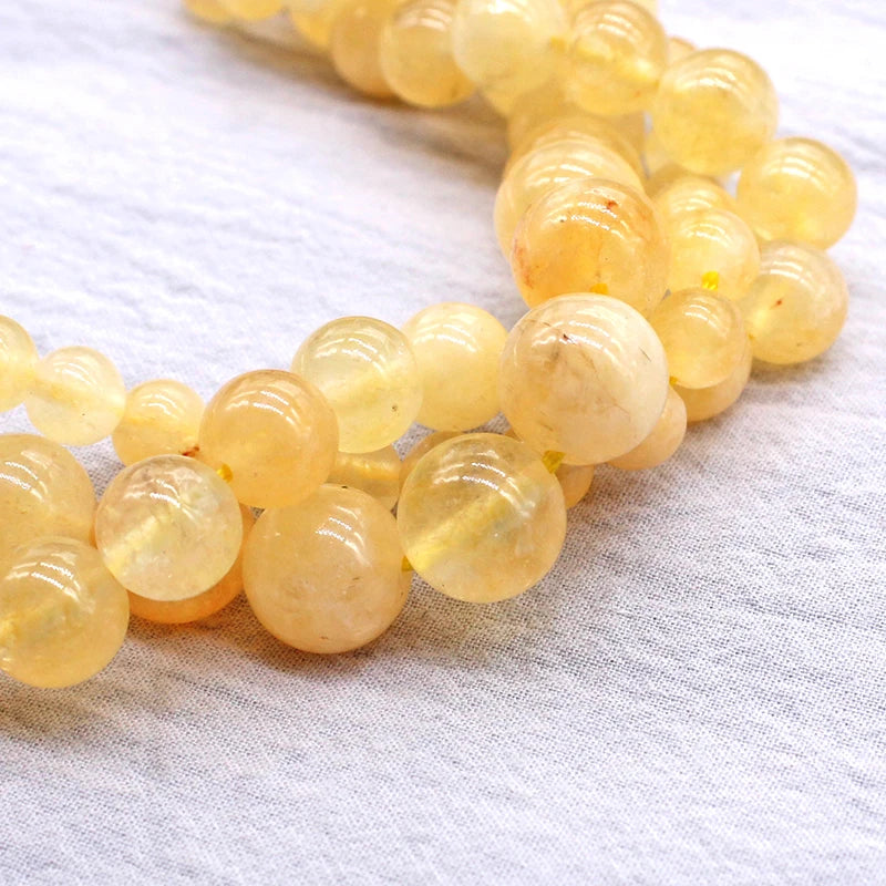 Citrines Round Stone Beads For Jewelry Making