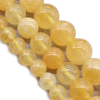 Citrines Round Stone Beads For Jewelry Making