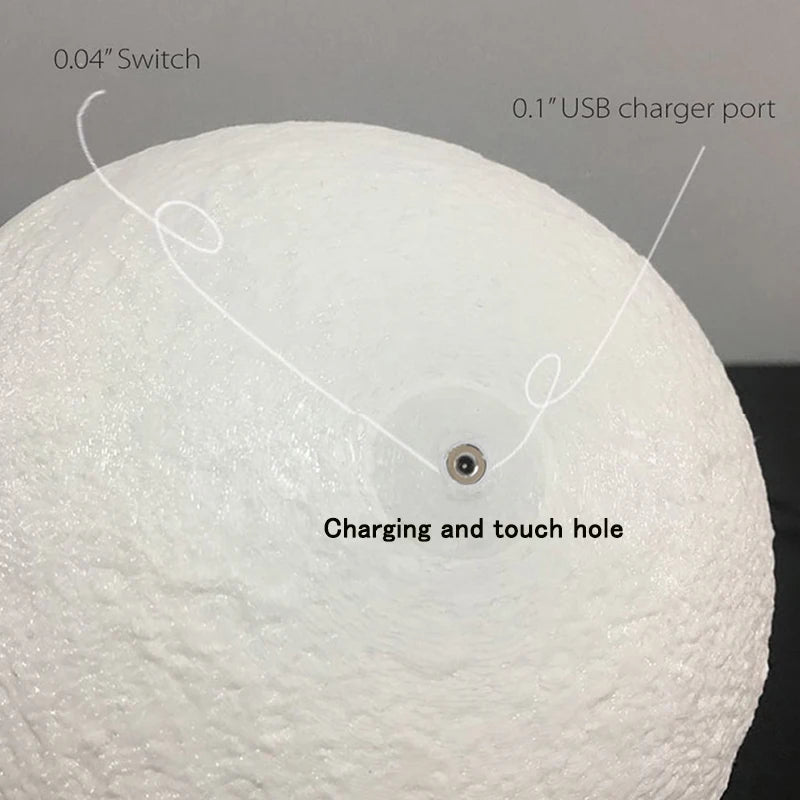 LED Night Rechargeable Light 3D Print Moon