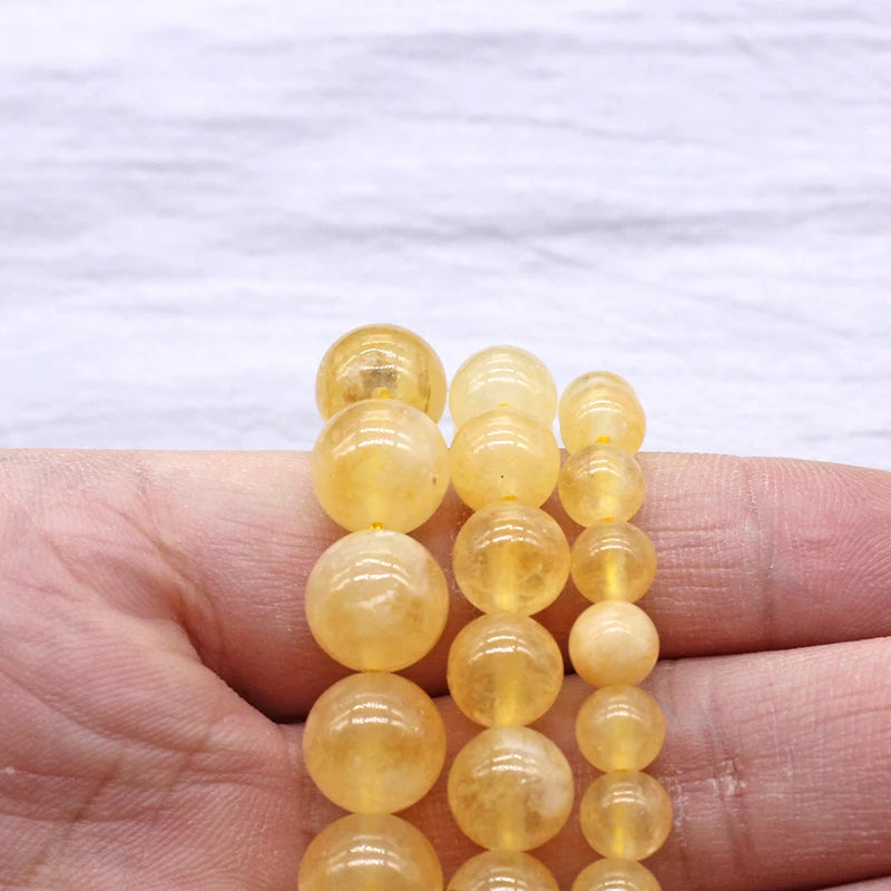 Citrines Round Stone Beads For Jewelry Making