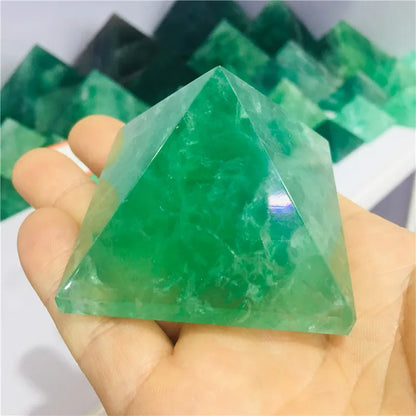 green fluorite quartz crystal aura pyramid