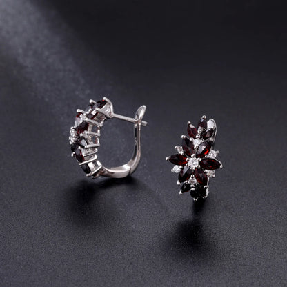 Natural Black Garnet Earrings 925 Sterling Silver