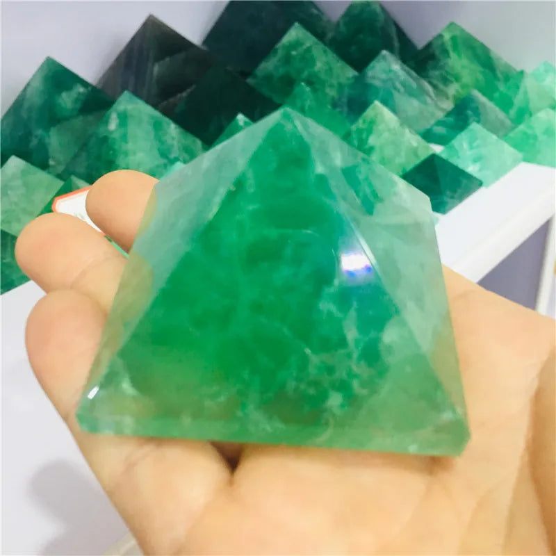 green fluorite quartz crystal aura pyramid