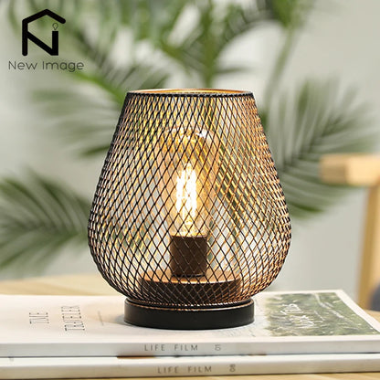 Nordic Metal Hollow LED Lantern Battery Powered