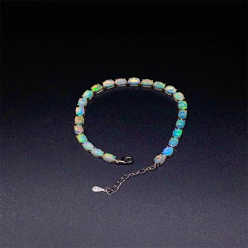 Sterling Silver Natural Opal Bracelet