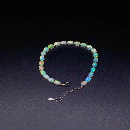 Sterling Silver Natural Opal Bracelet