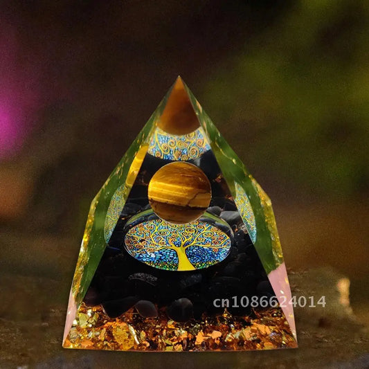 Healing Tiger Eye Orgonite Crystal Pyramid