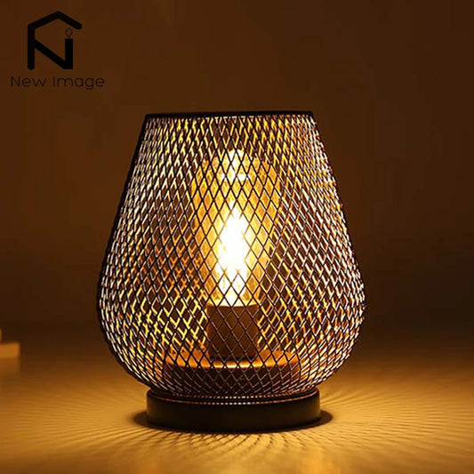 Nordic Metal Hollow LED Lantern Battery Powered