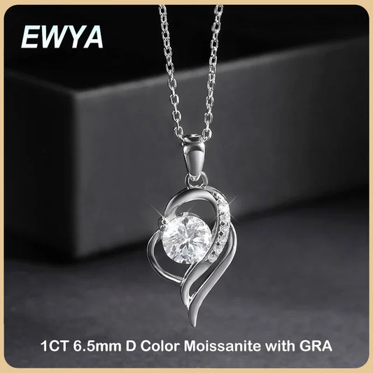 Certified 1 Carat Moissanite Diamond Pendant Necklace