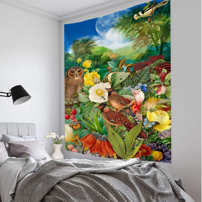 Flower, bird, plant, animal wall hanging tapestry