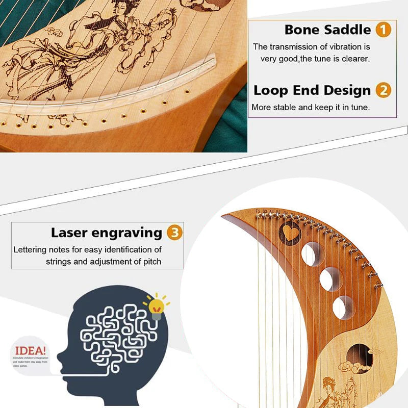 Moon Lyre 19 Strings Harp