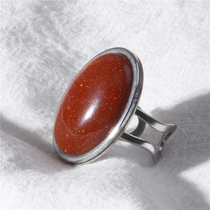 Natural Stone Vintage Silver Ring