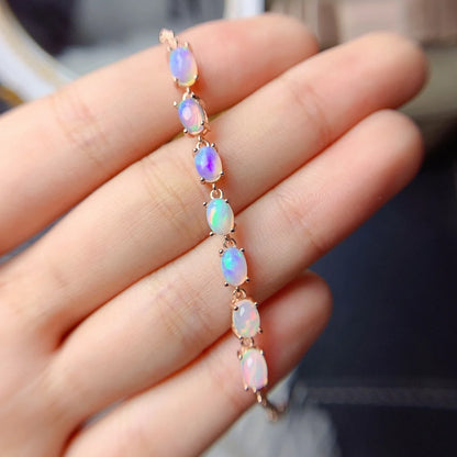 Sterling Silver Natural Opal Bracelet 7 Pieces