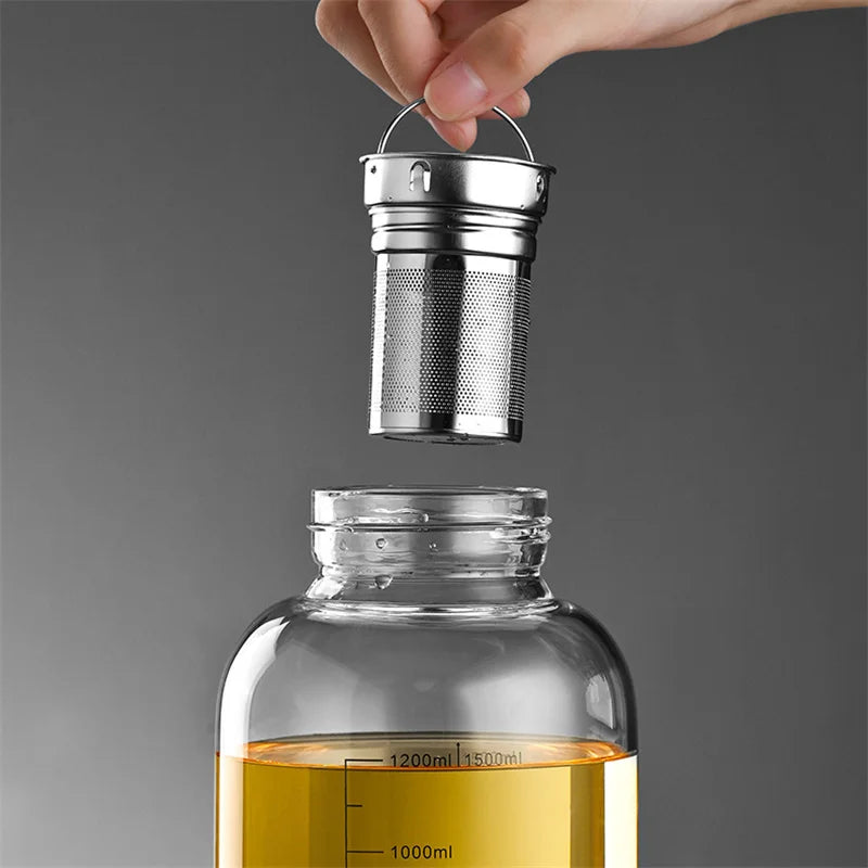 Large Capacity Glass Water Bottles With Tea Strainer