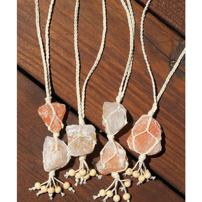 Macrame Rose Quartz and Himalayan Salt Wind Chime