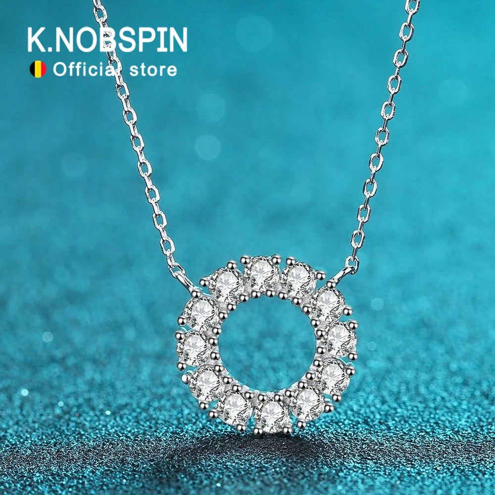 Moissanite Round Pendant with Sterling Sliver Chain