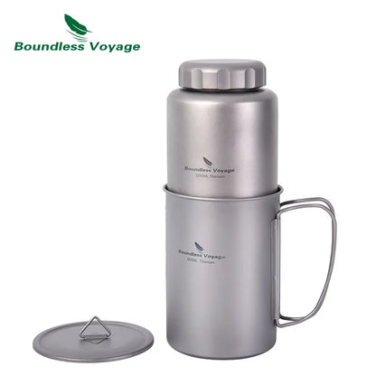 Boundless Voyage Titanium Bottle Outdoor Water Bottle Camping Canteen for Tea Coffee Cycling Drinkware Sports Bottle 1050ml