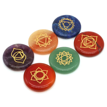 Natural Stone 7 Chakras Crystal Rune Set