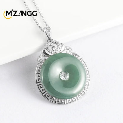 Jadeite Oil Green Peace Button Pendant