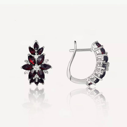 Natural Black Garnet Earrings 925 Sterling Silver