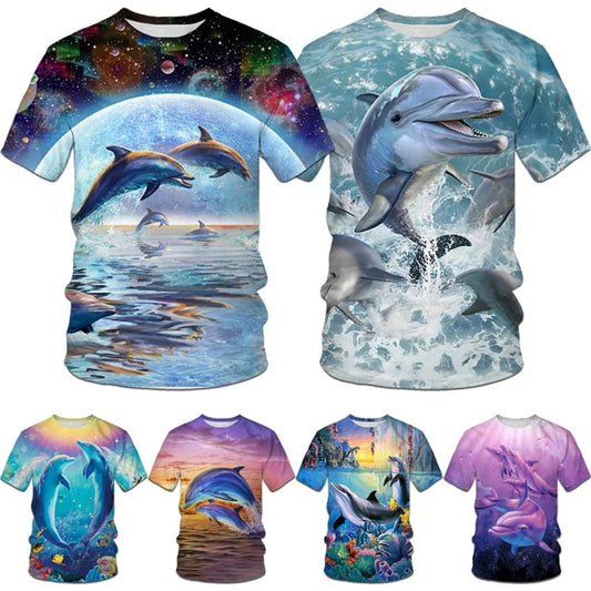 Summer Casual 3d Printed Dolphin T-shirt