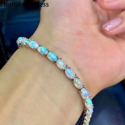 Sterling Silver Natural Opal Bracelet