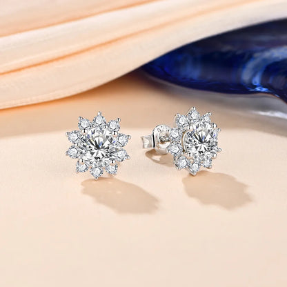 1.0 Carat Diamond Snowflake Stud Earrings